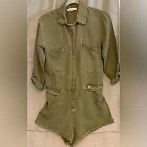 Young, Fabulous, & Broke olive green small short jumper romper